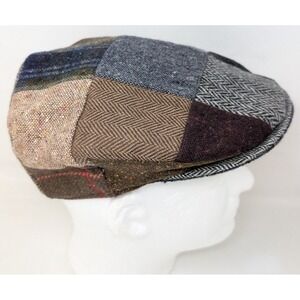 Hanna‎ Hats of Donegal Ireland Men's Patchwork Tweed Flat Cap Scally Hat Medium